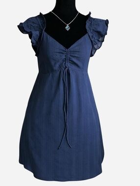 Old Navy Blue Mini Dress with Ruffle Sleeves